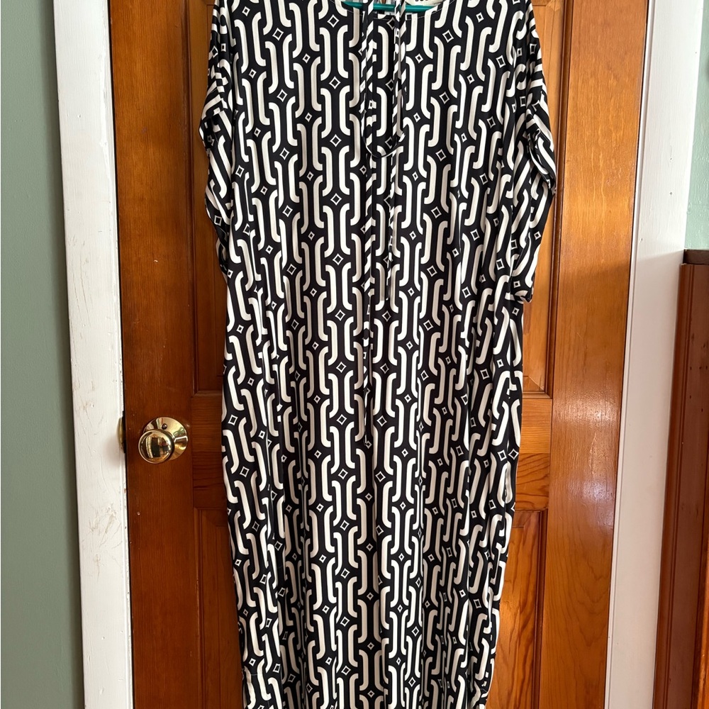 Boden Black and White Geometric Dress